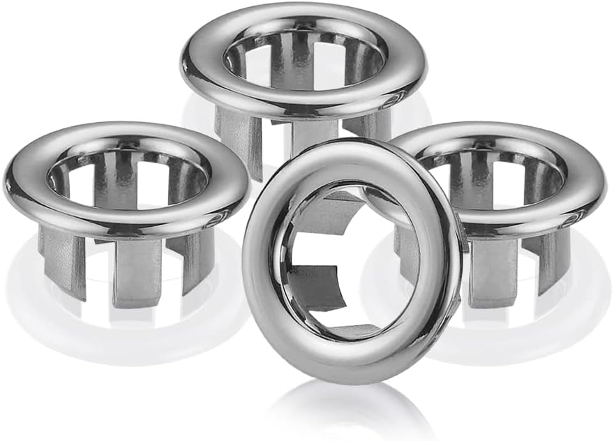 Set 4 Anillos Desbordamiento Fregadero Baño Plateado