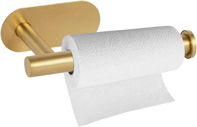 Portarrollos latón cepillado dorado montaje pared sin perforaciones