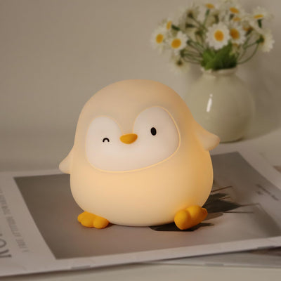 Luz nocturna silicona pingüino para niños con temporizador