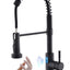 Grifo cocina sin contacto rociador desplegable luz LED negro