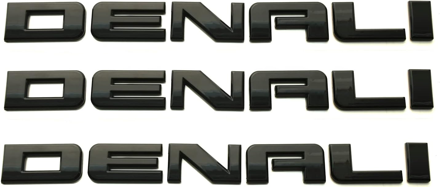 3 Emblemas Denali Repuesto GM Yukon 07-16 Negro Brillante