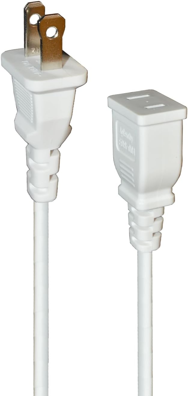 Cable extensión delgado blanco 6ft 2 clavijas interior exterior