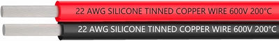 Cable silicona 22awg 30pies negro y rojo 2 conductores paralelos