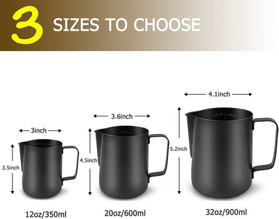 Jarra espuma leche acero inox 12oz para espresso capuchino