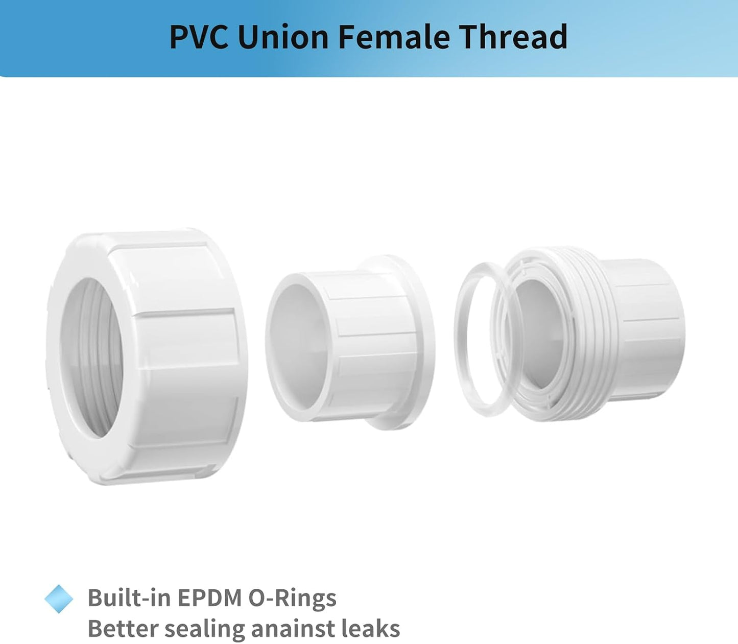 4 Pzas Unión PVC rosca hembra SCH40 blanco