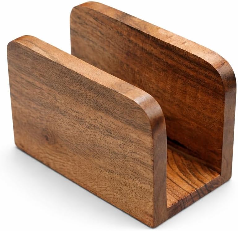 Servilletero madera acacia organizador cocina rústico