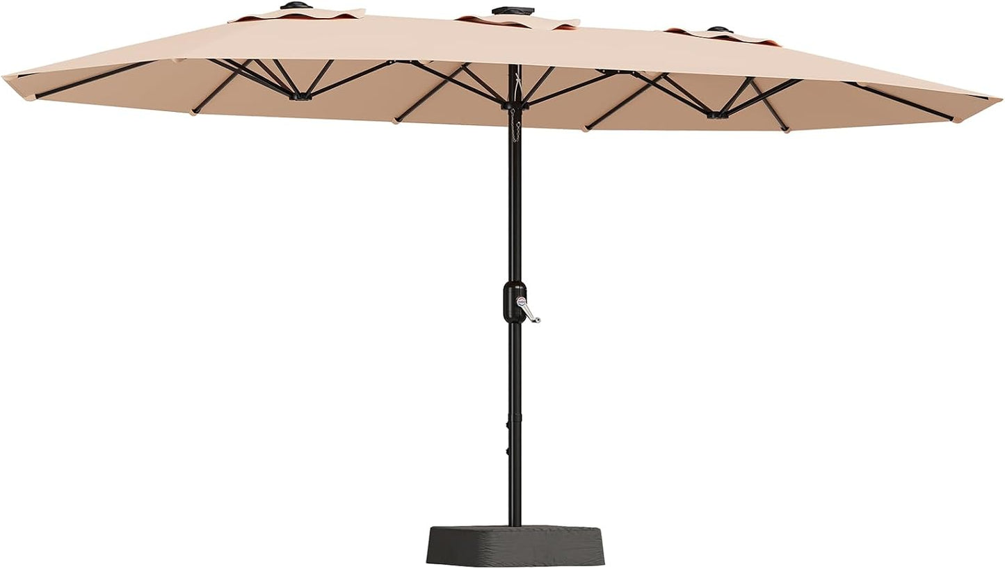 Sombrilla patio 15ft base doble cara UV duradero