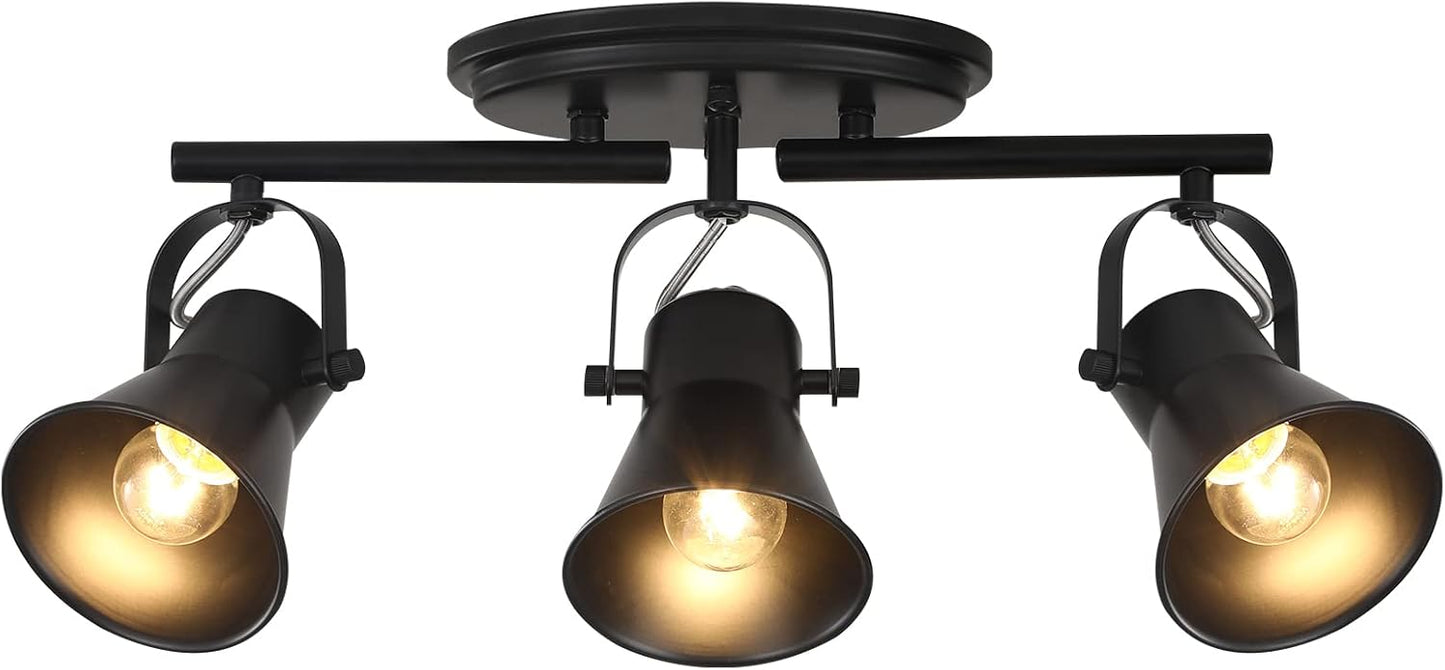 Kit 3 luces techo semiempotrada negra sala baño