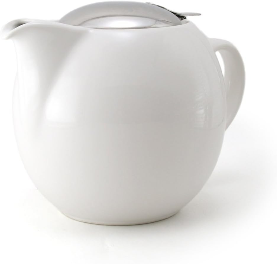 Tetera Redonda 680cc con Tapa y Infusor Blanco