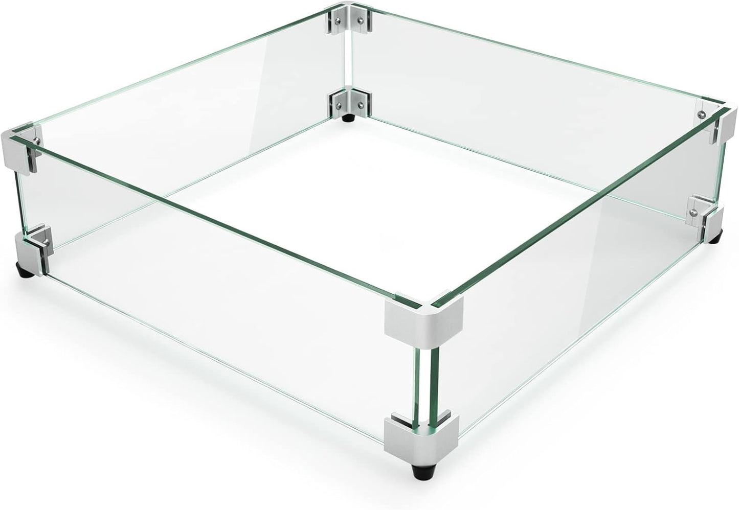 Protector viento vidrio hoguera 15x15x6pulg soporte aluminio
