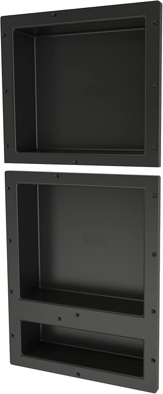 Estante ducha triple nicho negro 16x34x4"