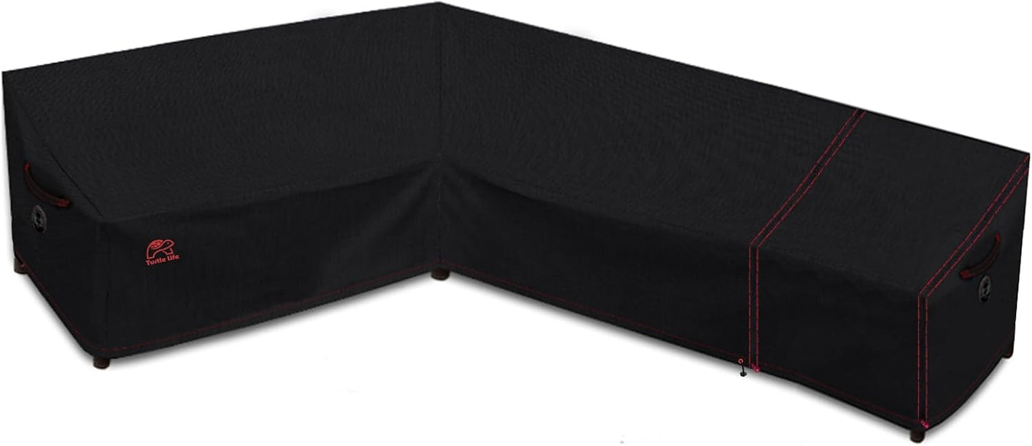 Funda sofá patio forma L 90x118" resistente UV y agua negro