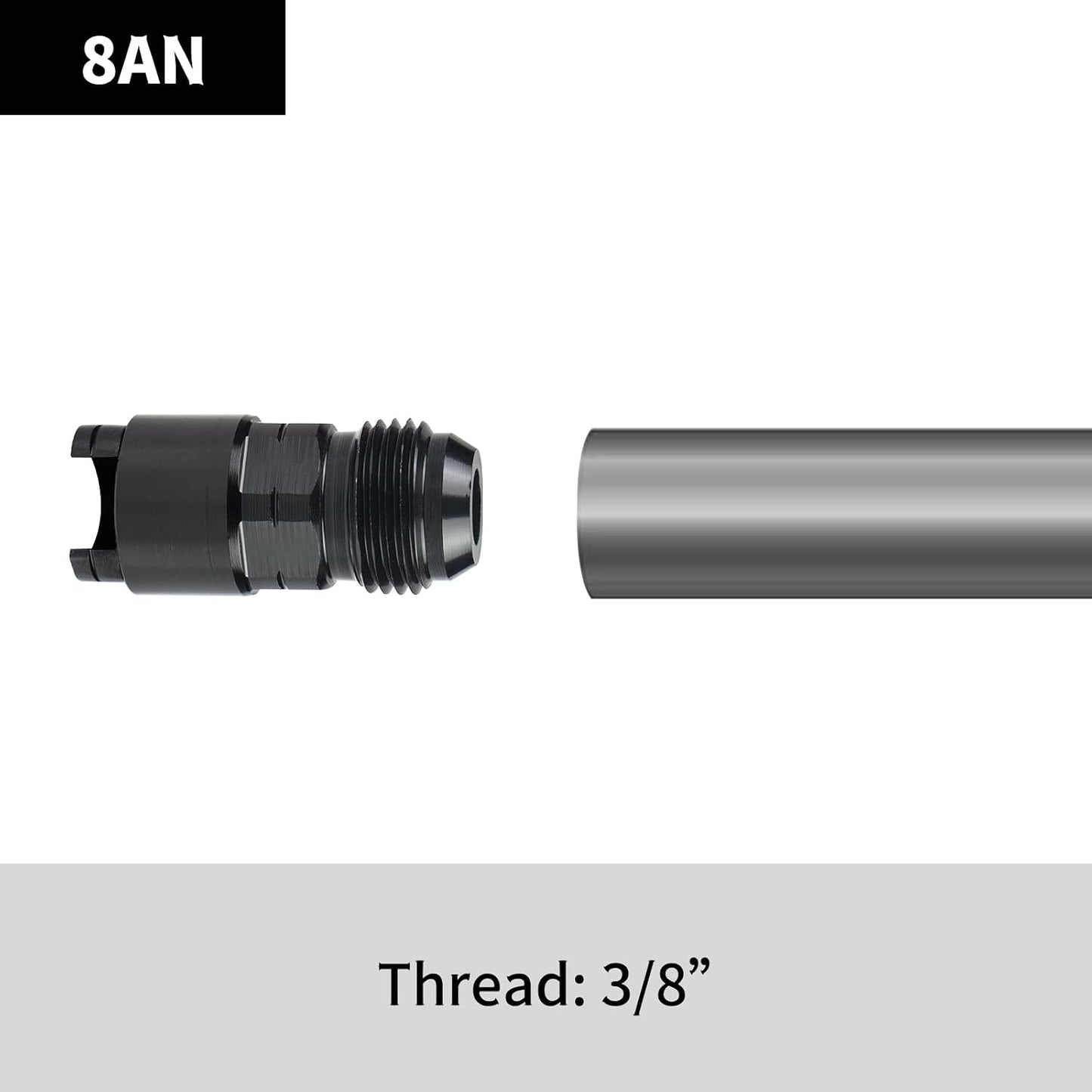 Adaptador manguera combustible 3/8 macho a hembra negro
