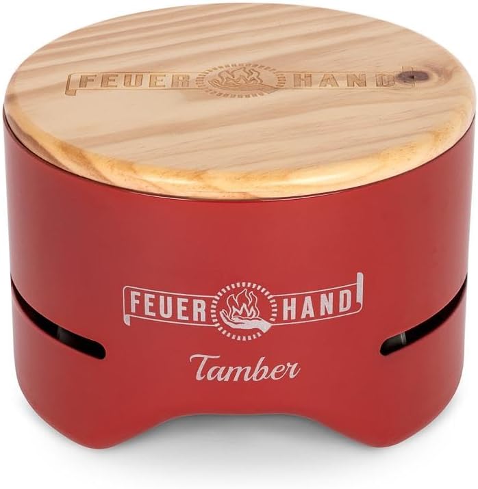 Parrilla carbón mesa acero polvo madera tapa 7.9pulg rojo