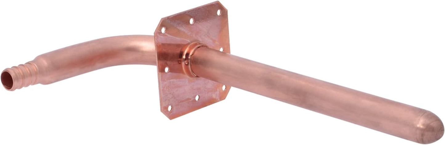 Codo cobre engarzado 1/2pulg soporte 4x8pulg tubo PEX