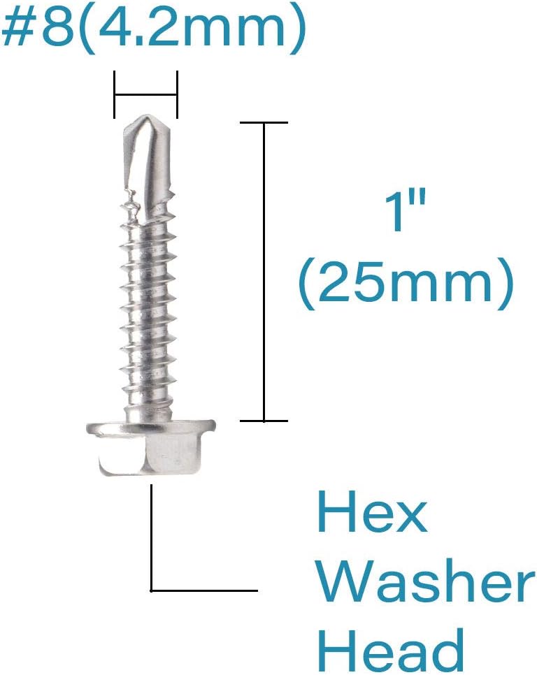Tornillos autoperforantes acero inox #8x1 hexagonal 50uds