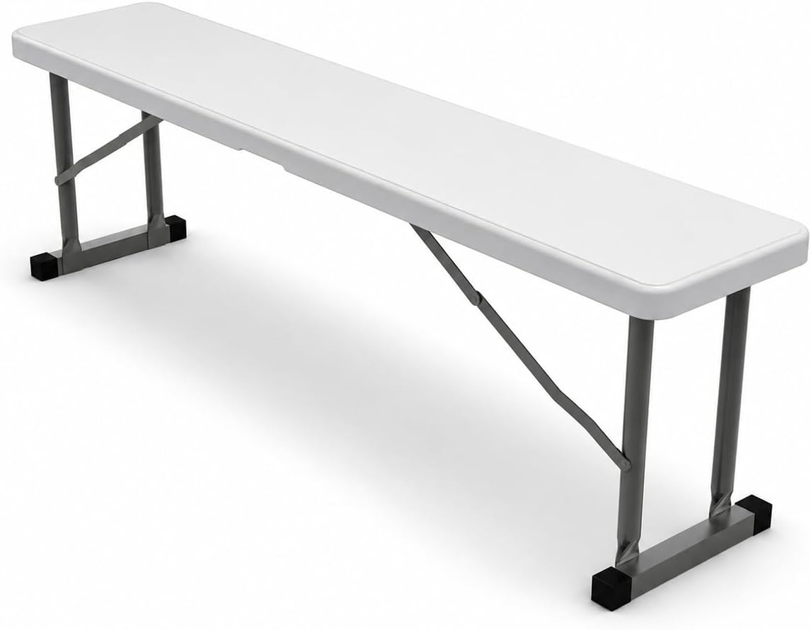Banco plegable plástico resina blanca 33x8x16"