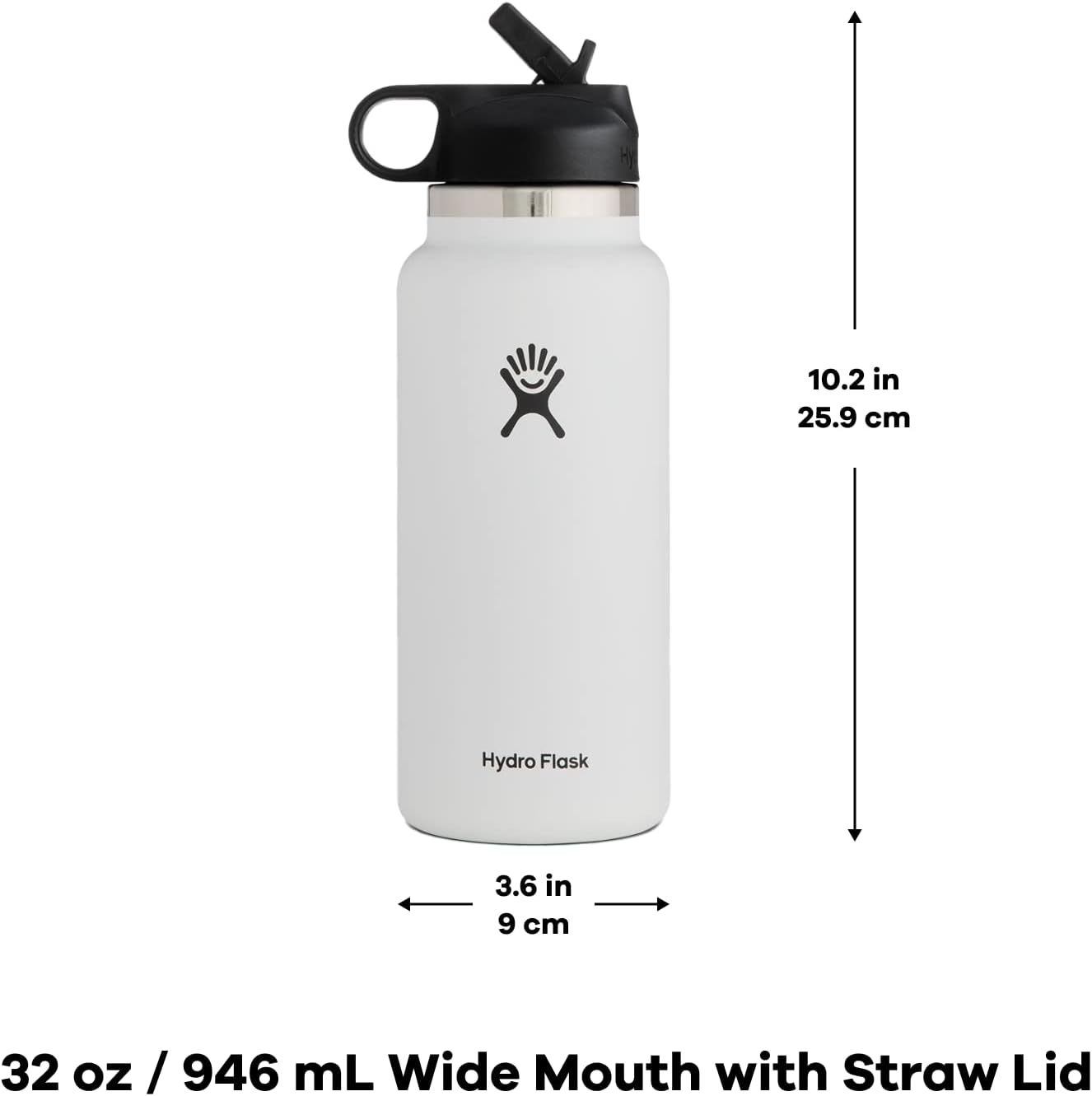 Tapa con pajita boca ancha 32oz color negro