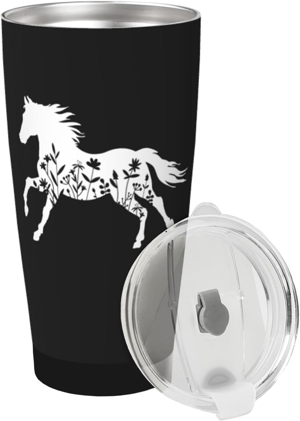 Taza térmica acero inox 20oz tapa diseño floral