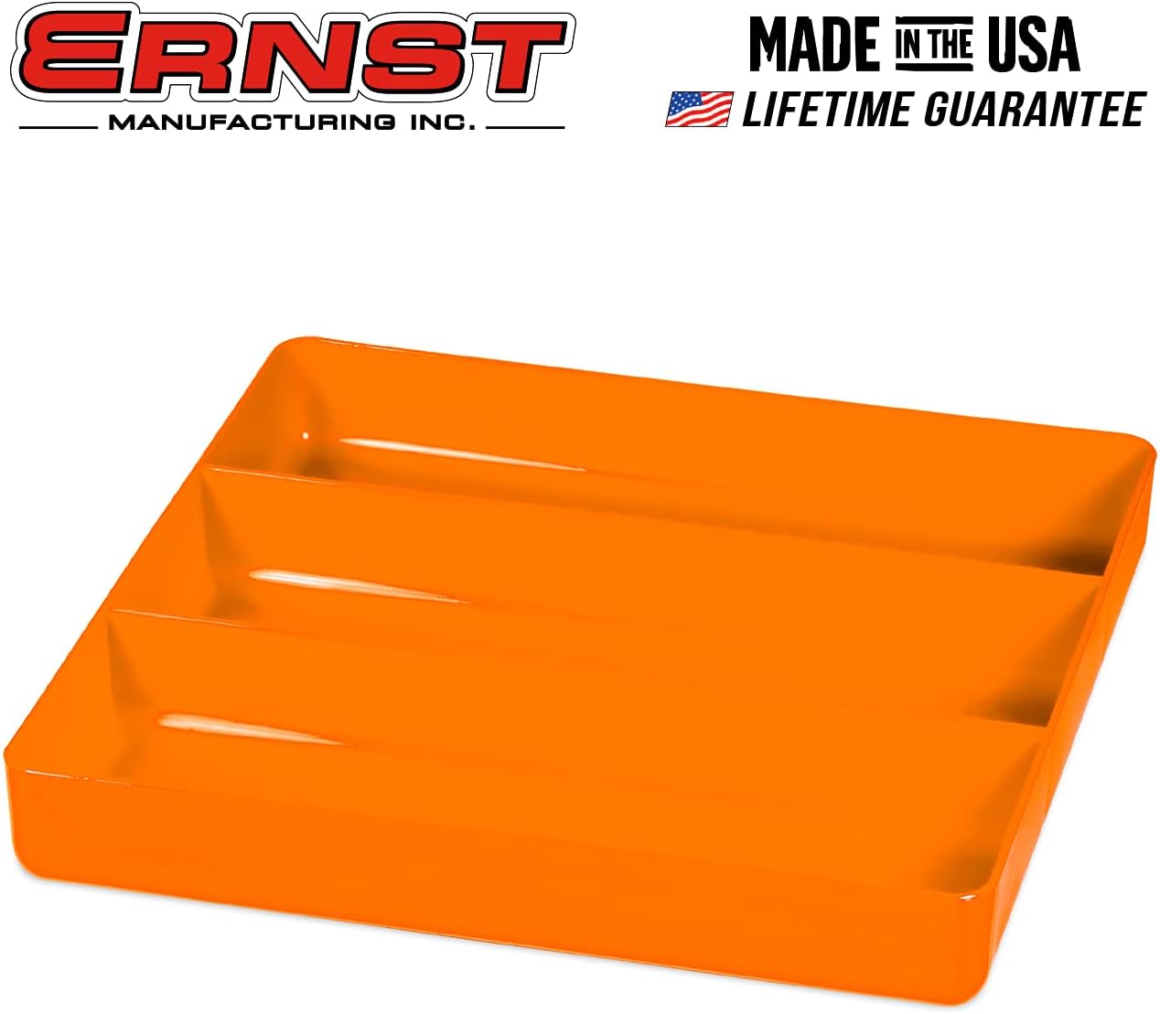 Bandeja apilable herramientas 3 compartimentos naranja