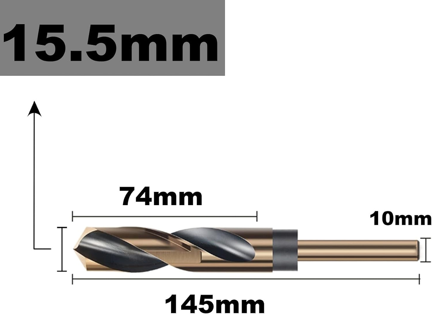 Broca helicoidal vástago reducido 0.610pulg acero inox