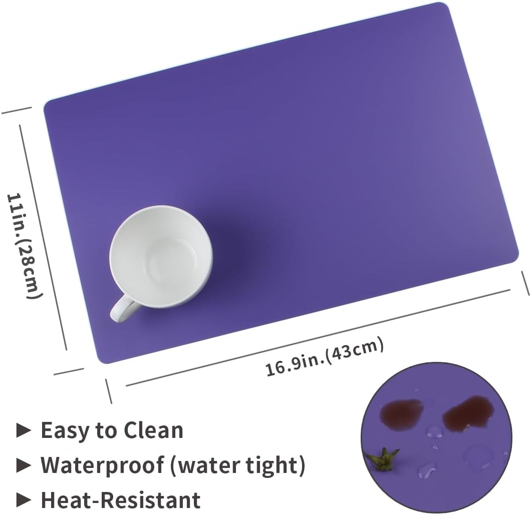 Set 4 manteles plástico morado lavables resistentes calor
