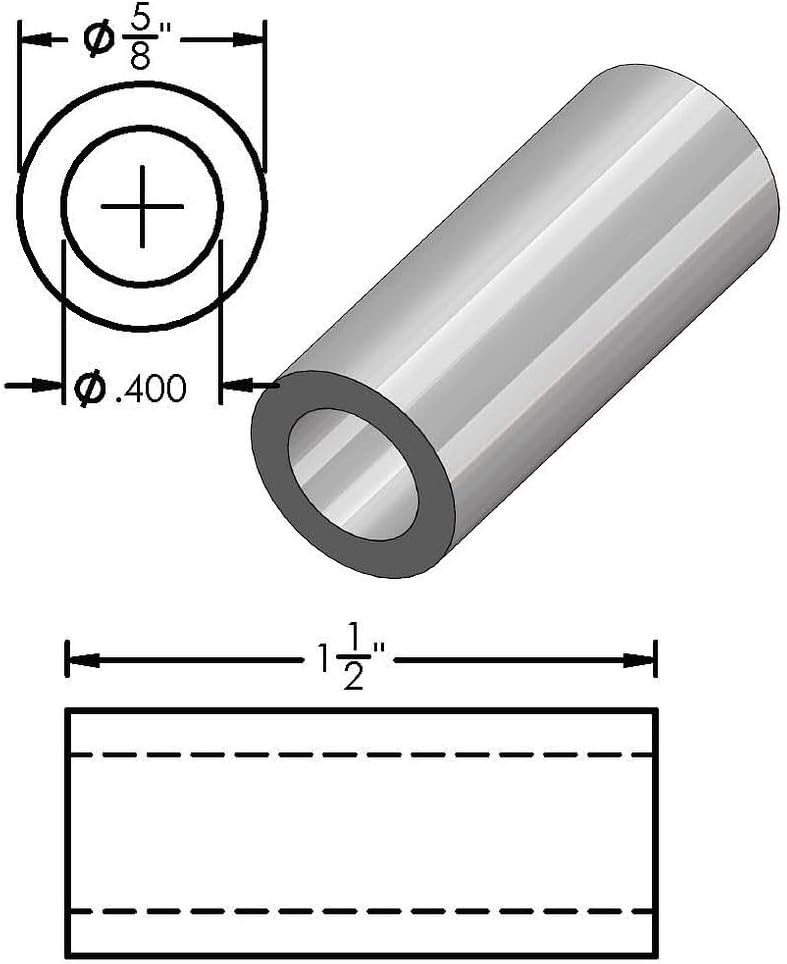 Espaciador aluminio 5/8x0.4 pulg redondo liso sin roscar