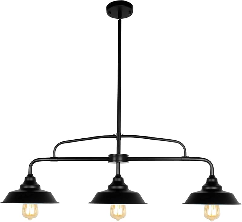 Lámpara colgante metal negro 3 luces para cocina comedor