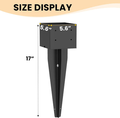 2 Pzas Anclaje Poste Valla Metal 17" Recubrimiento Negro