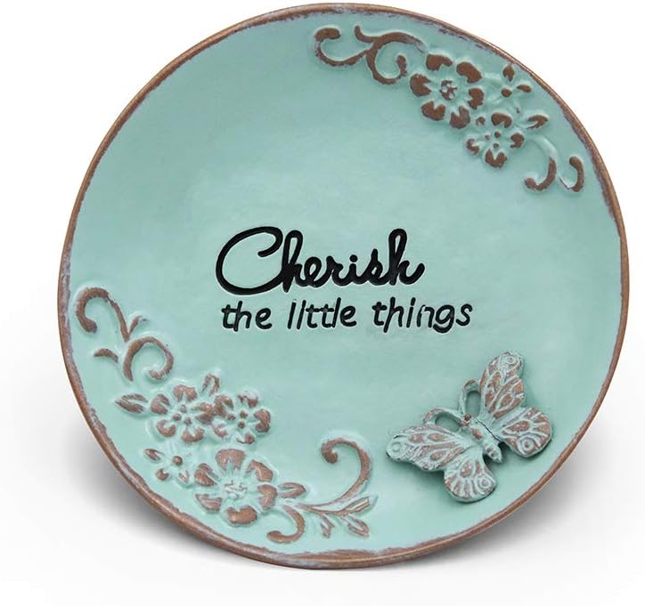 Bandeja joyas decorativa redonda 3" azul