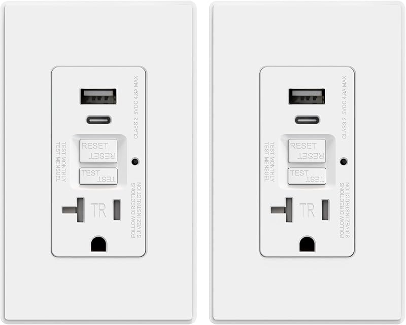 Enchufe GFCI con puertos USB 24W resistente
