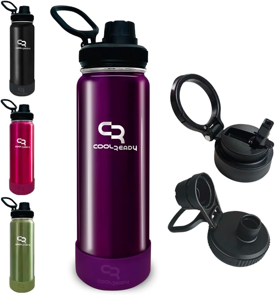 Botella agua acero inox 24oz bota silicona pico tapa pajita