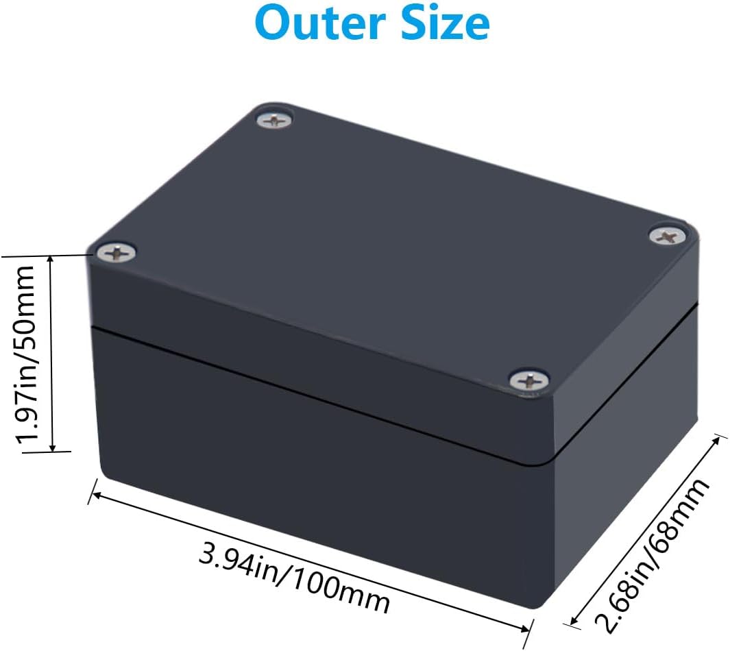 Caja conexiones impermeable IP67 ABS negro 3.9x2.7x2pulg