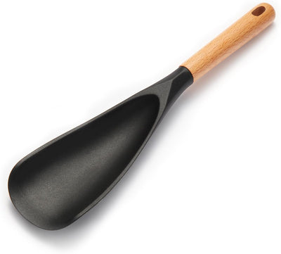 Cuchara silicona con mango madera para antiadherentes hornear