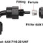 Conexión manguera PTFE codo aluminio negro 90grados