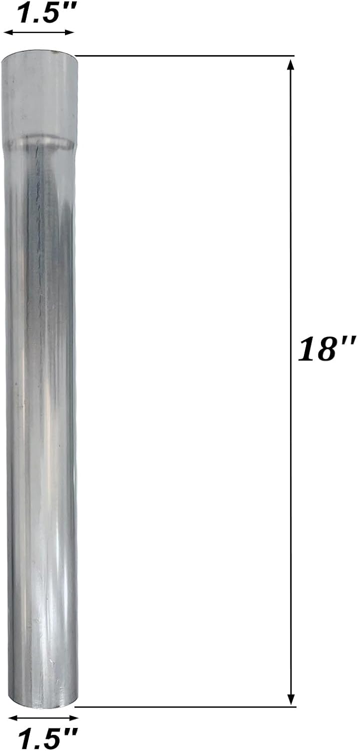 Tubo escape acero inox T304 1.5" 18" recto universal