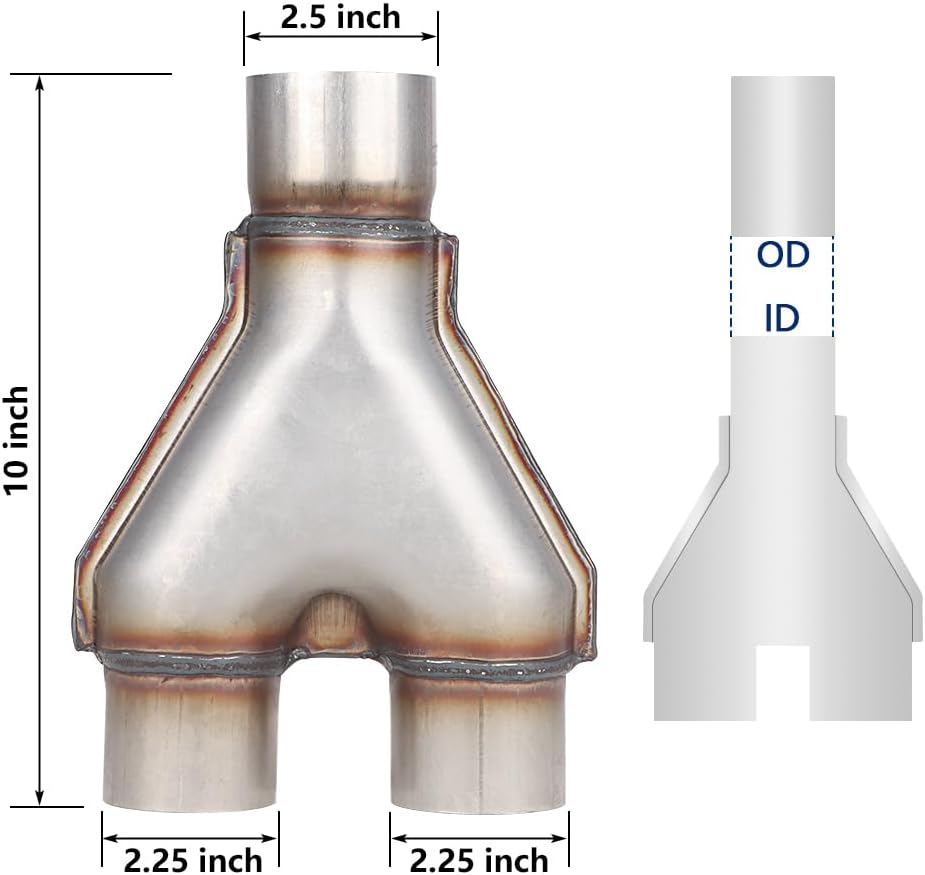 Adaptador tubo escape acero inox 2.5" a 2.25"