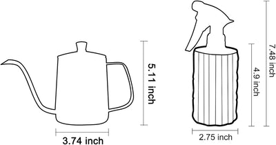 Regadera acero inox 21oz con botella spray vidrio 14oz para plantas
