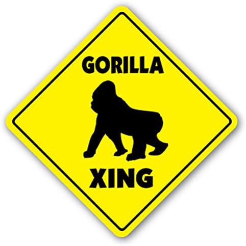 Letrero cruce gorila diseño animal 8x8pulg