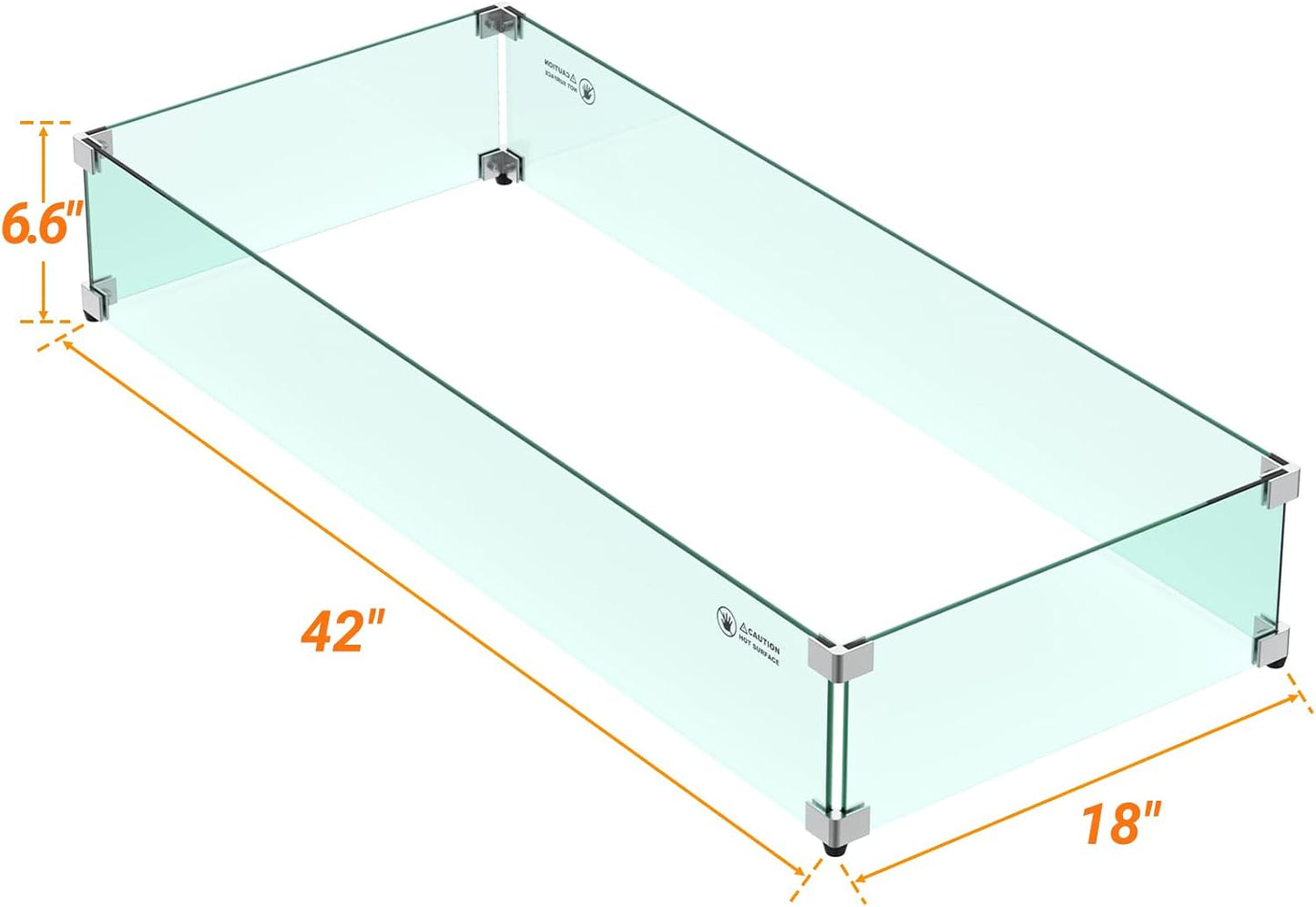 Protector viento vidrio fogata 42x18pulg exterior