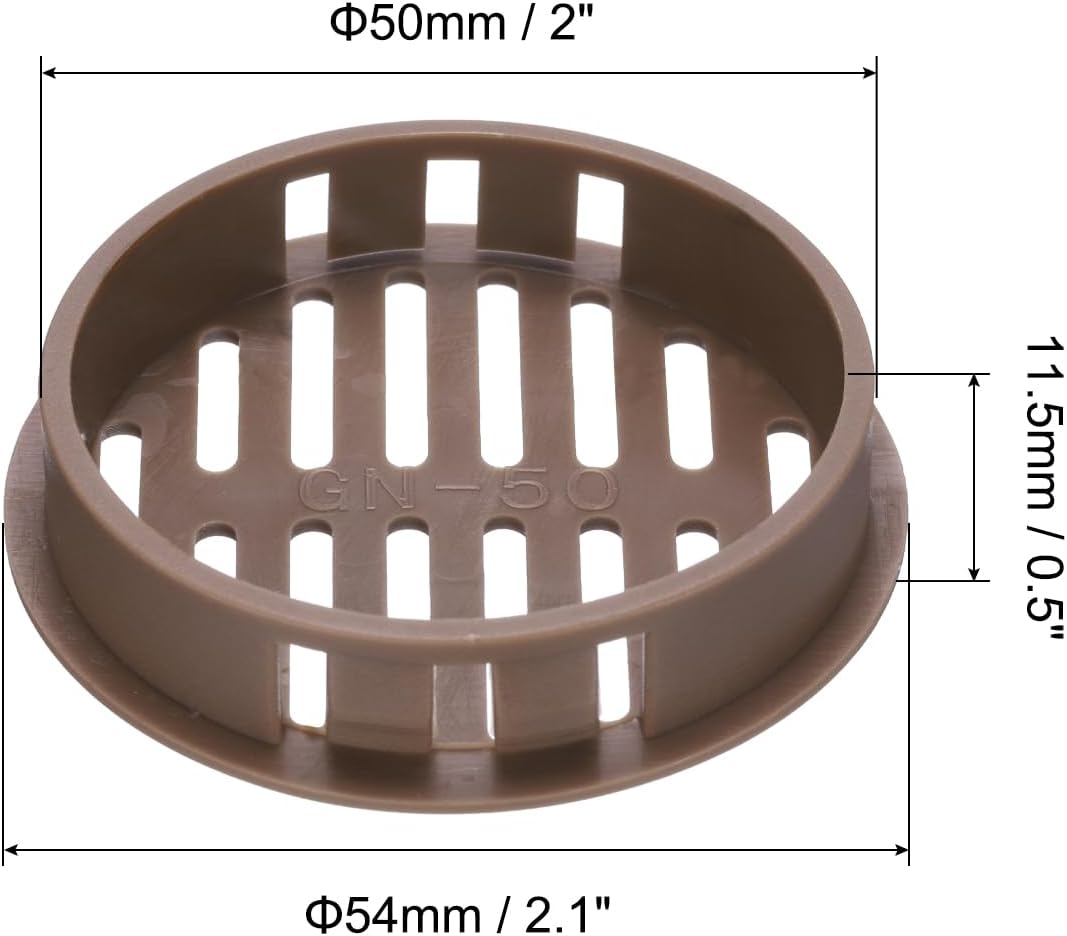 20 Rejillas Ventilación 2pulg Plástico Marrón para Baño
