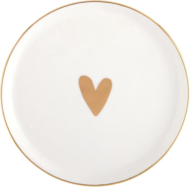 Set 4 platos cerámica corazón dorado 5.25pulg