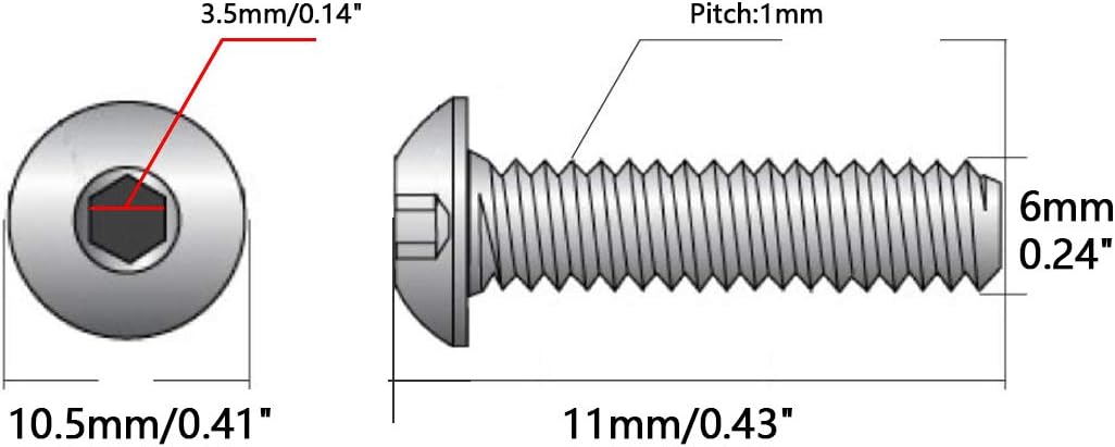 Tornillos M6x8mm acero aleación hexagonal Allen 50uds