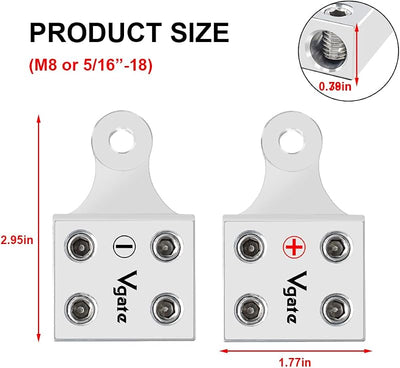 Conector terminal batería 4 vías 8 awg a 2/0 litio plomo 6-48v