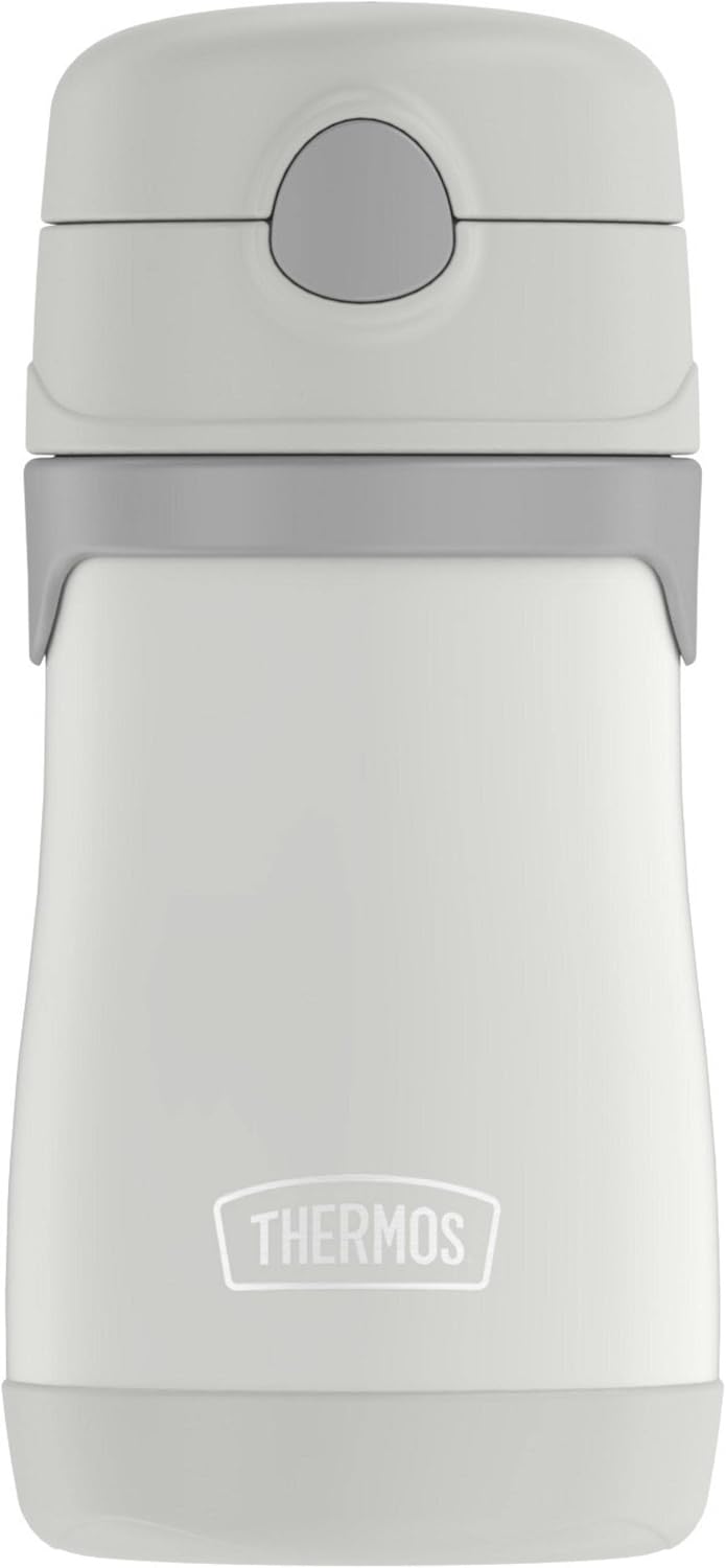 Botella acero inox térmica con popote 10oz gris