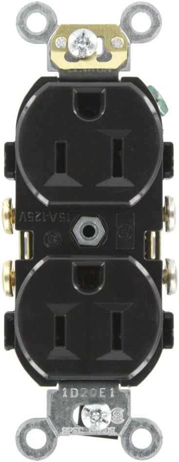 Receptáculo dúplex 15A 125V hoja recta color negro