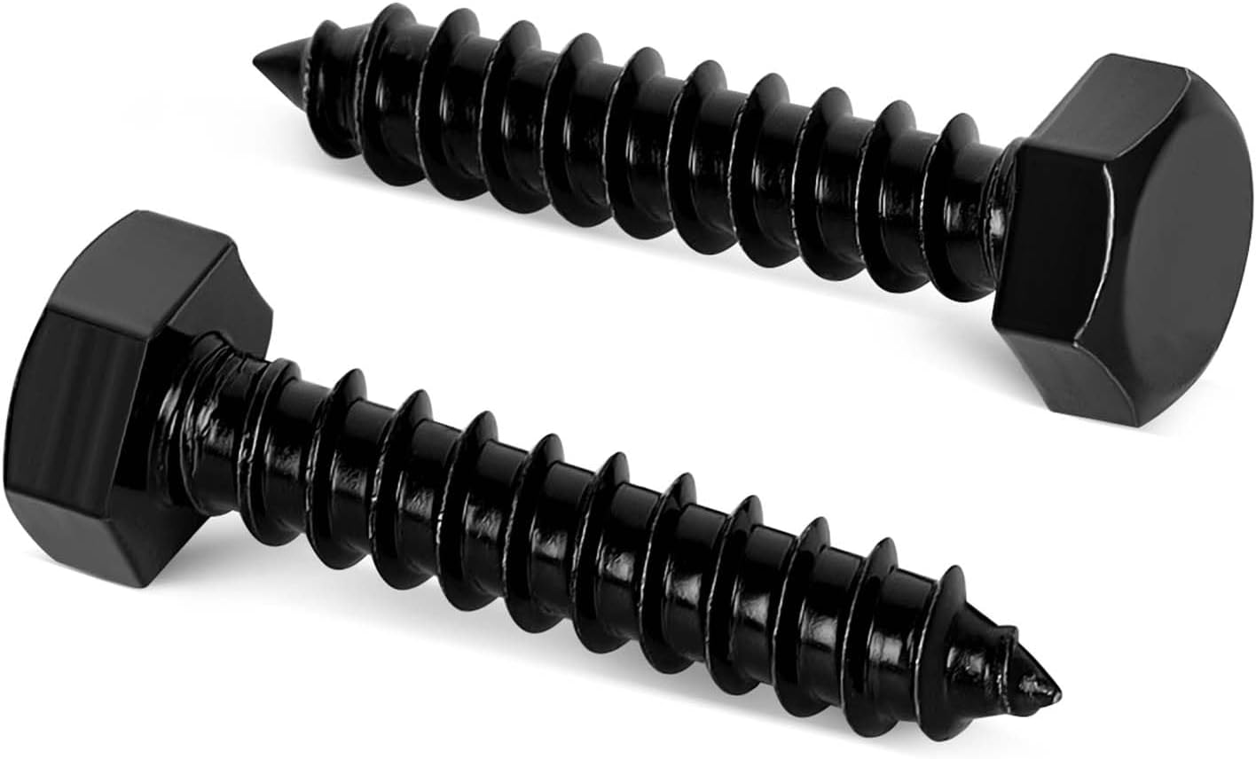 Tornillos acero inox 1/4x1-1/2 pulg madera cabeza hex externa negro