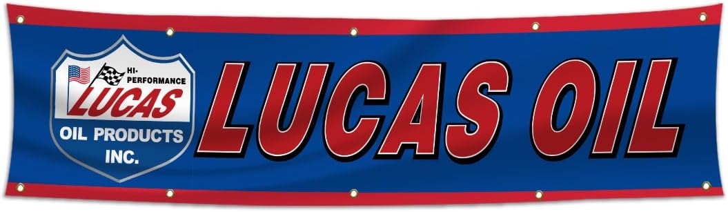 Bandera aceite Lucas 2x8ft decoración garaje carreras