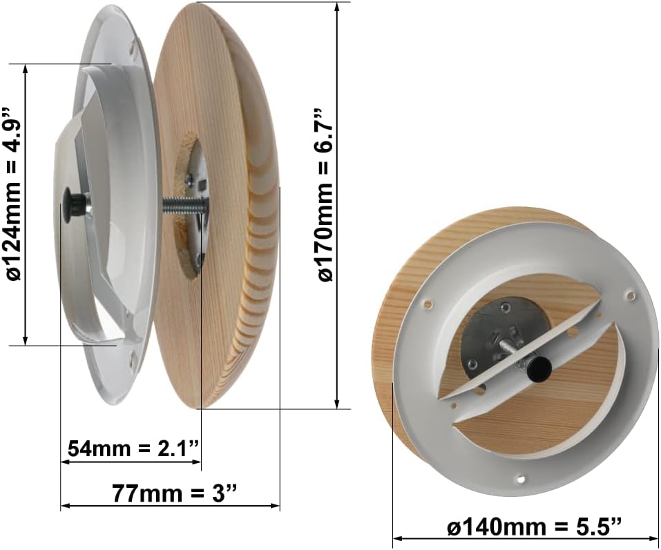 Difusor madera 5pulg ajustable para sauna pared techo