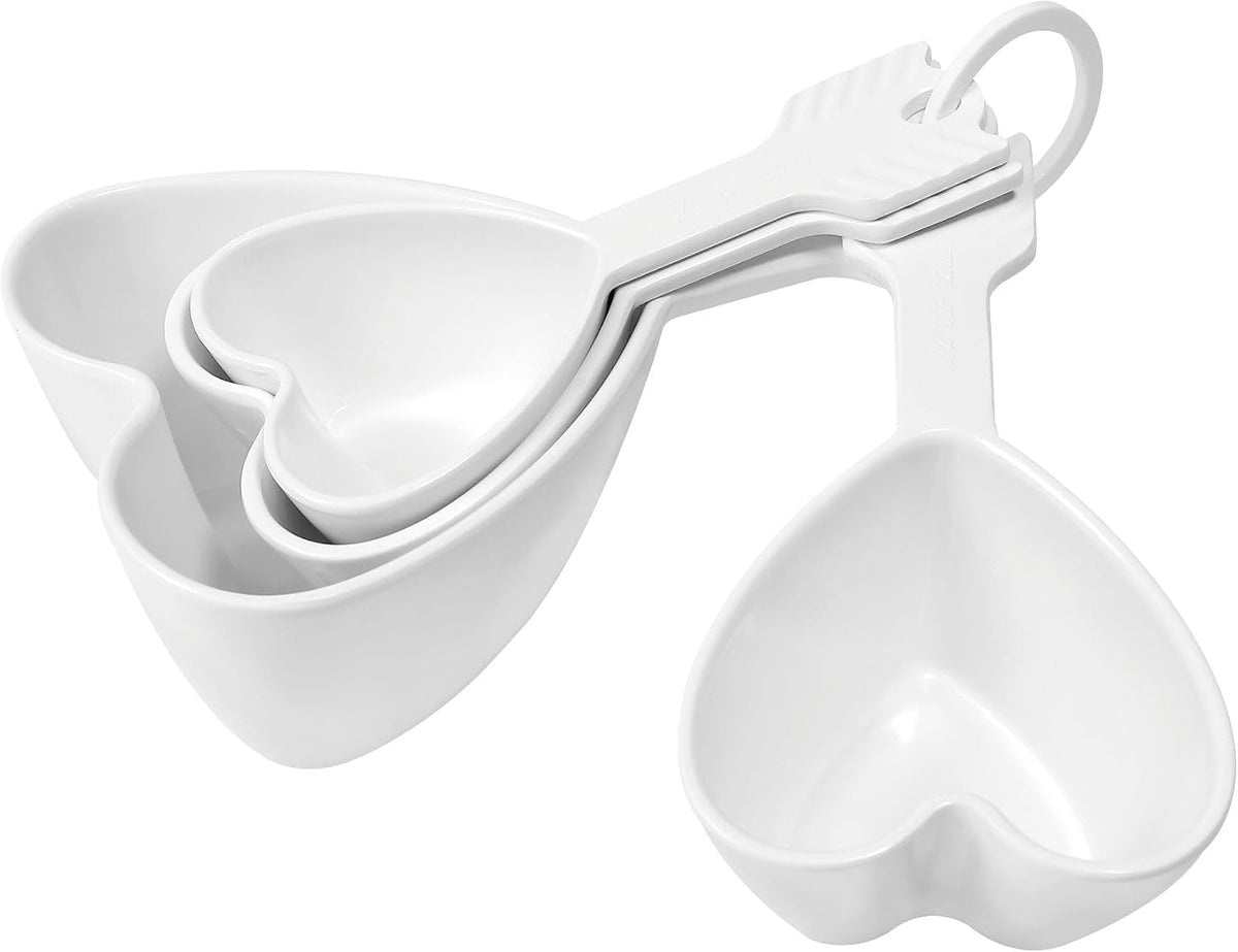 Juego 4 Tazas Medidoras Melamina Corazón Blanco